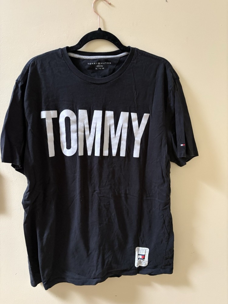 Tommy Hilfiger Black Graphic Logo Cotton Knit Crew Neck T-Shirt XL