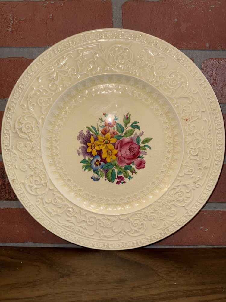 Vintage Royal Cauldon England Established 1774 Embossed Floral 11” Dinner Plate