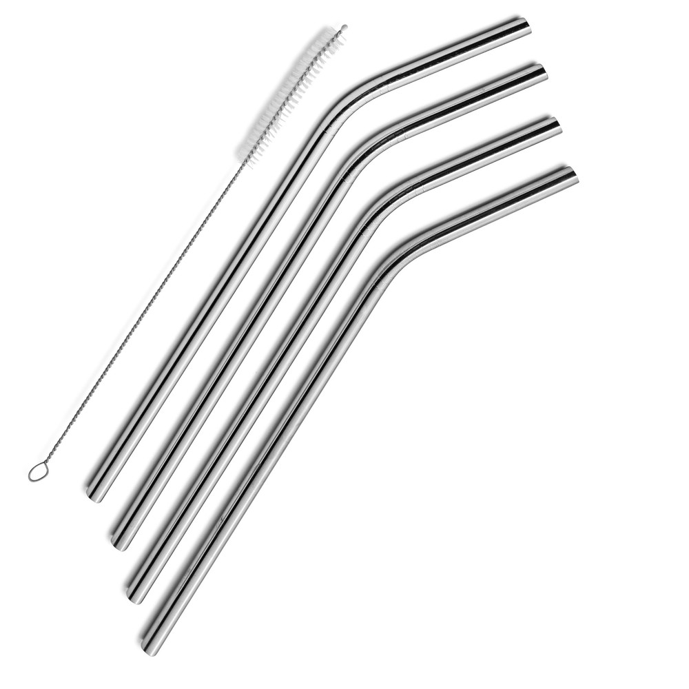 Extra Long Stainless Steel Drinking Straws Set of 4, metal Straws reusable fo...