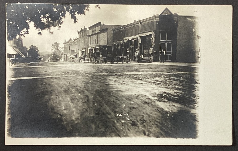 Street Scene Horse Buggies Antique Real Photo Vintage RPPC Postcard Unposted