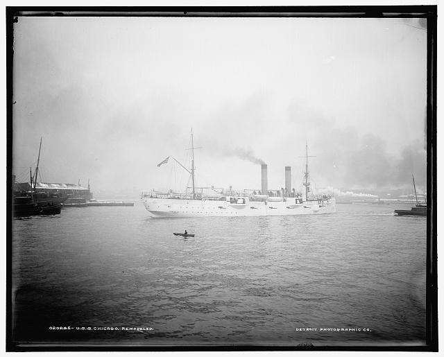 Photo:U.S.S. Chicago Warship in Harbor Remodeled
