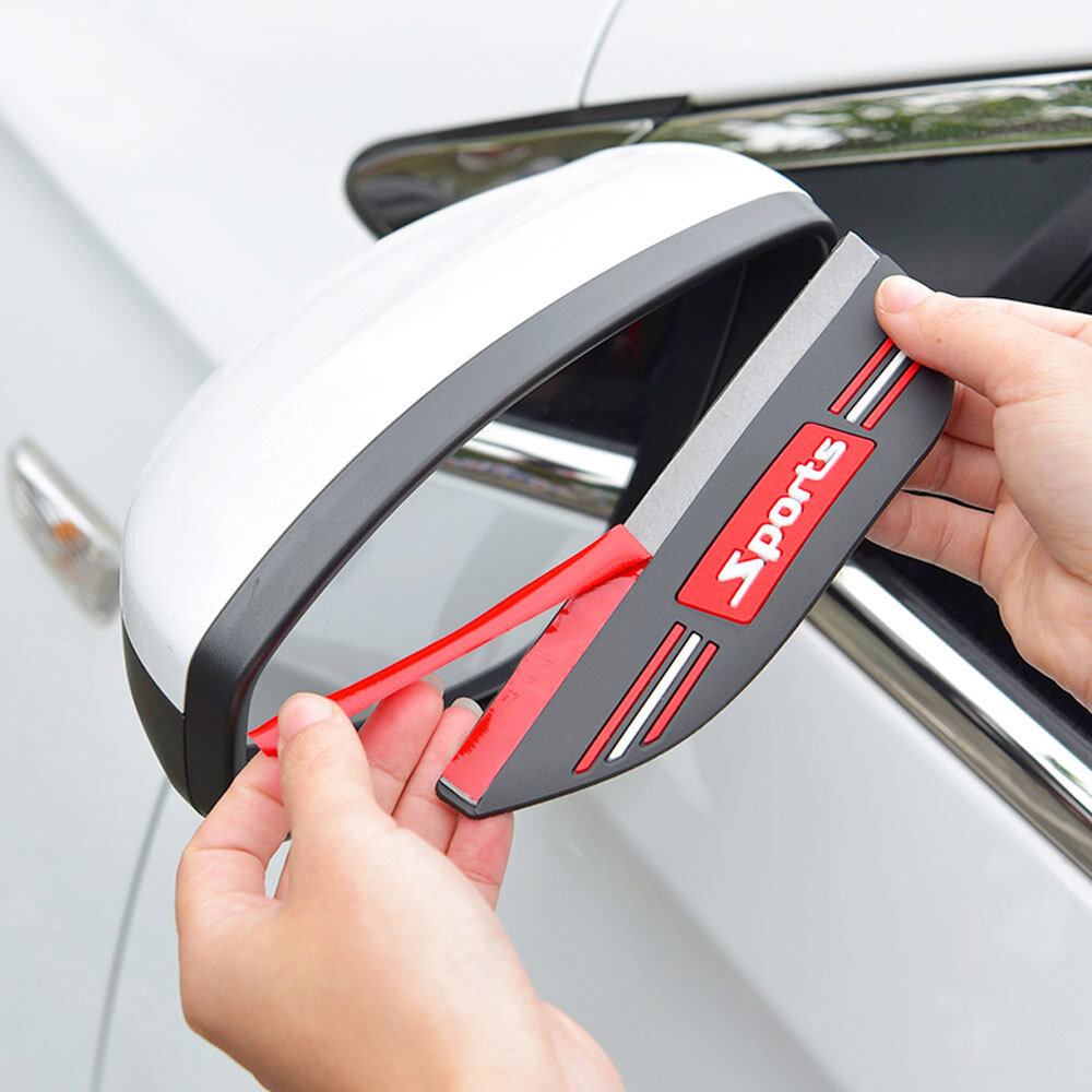 2x Sports Sticker Car Accessories Rearview Mirror Rain Eyebrow Protector Cover