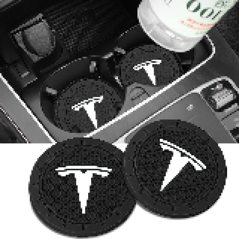 Car Cup Holder Universal Non-Slip Coaster Silicone Waterproof Pad for Tesla Logo