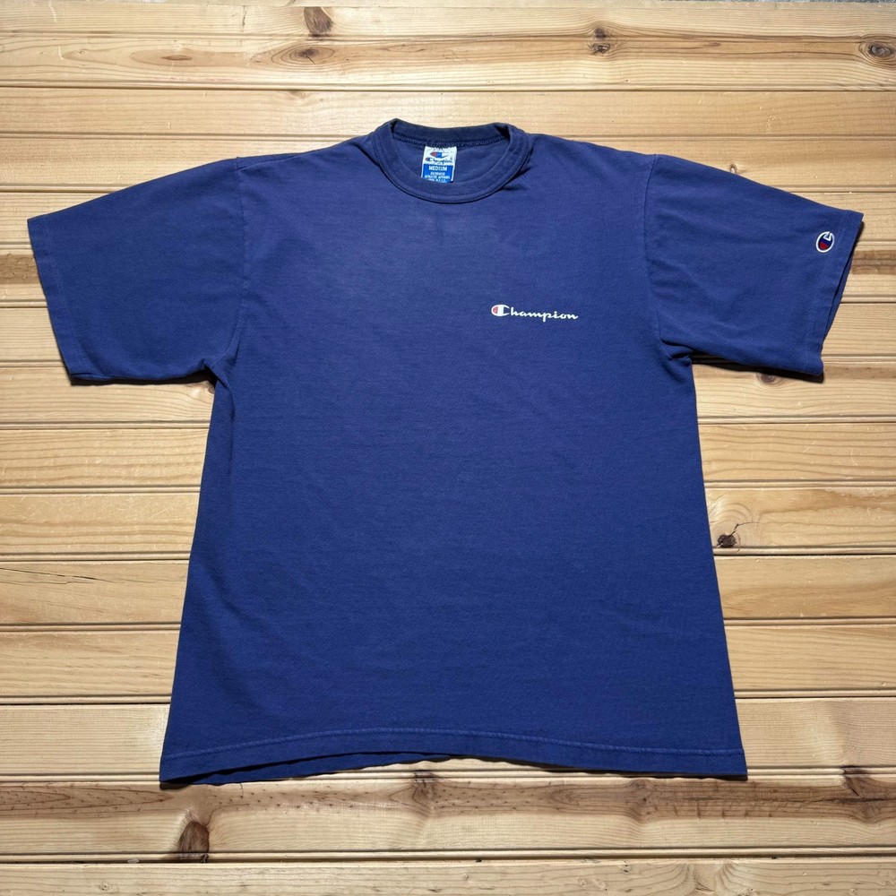 Vintage 90s Champion Script Logo Single Stitch T-Shirt USA Made - Size Medium