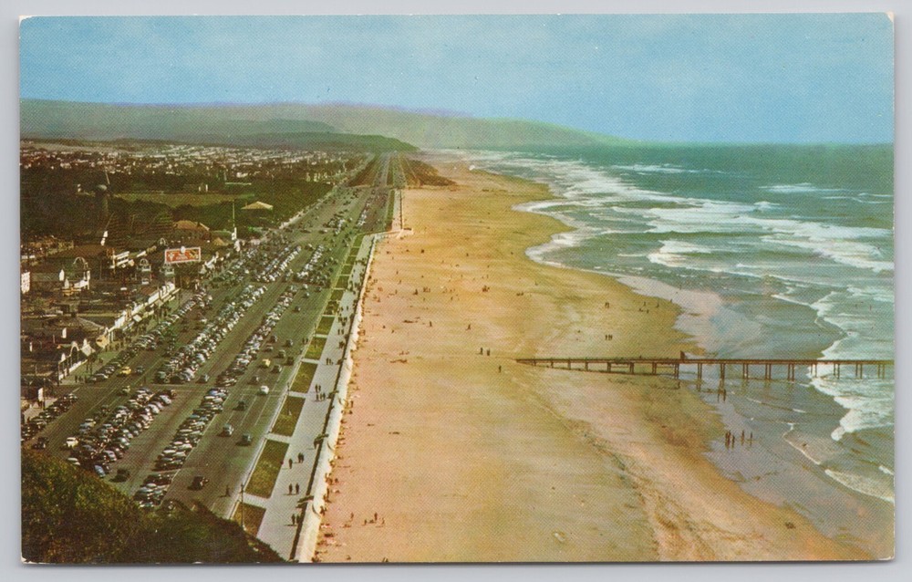 San Francisco California, Ocean Beach Aerial View, Vintage Postcard