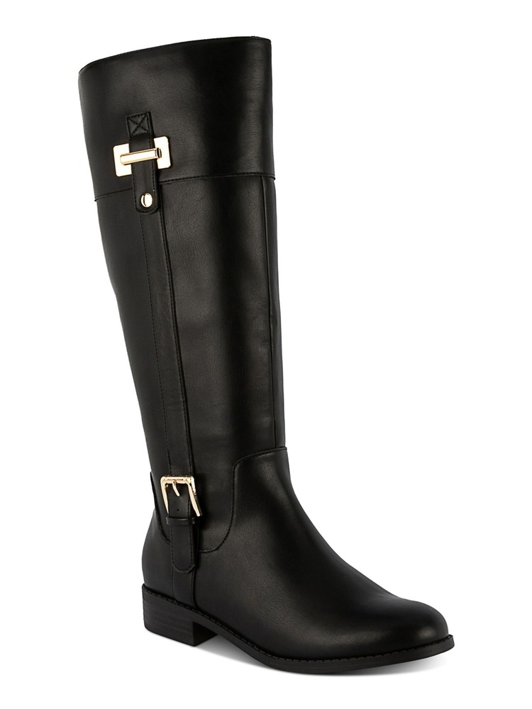 KAREN SCOTT Womens Black Goring Edenn Almond Toe Block Heel Riding Boot 6.5 M