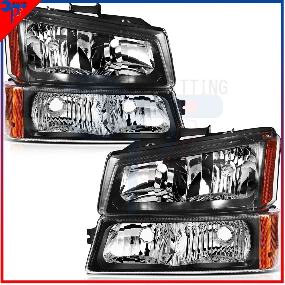 Pair Headlamp Headlights Assembly Replacement Set For Chevy Avalanche 2003-2006