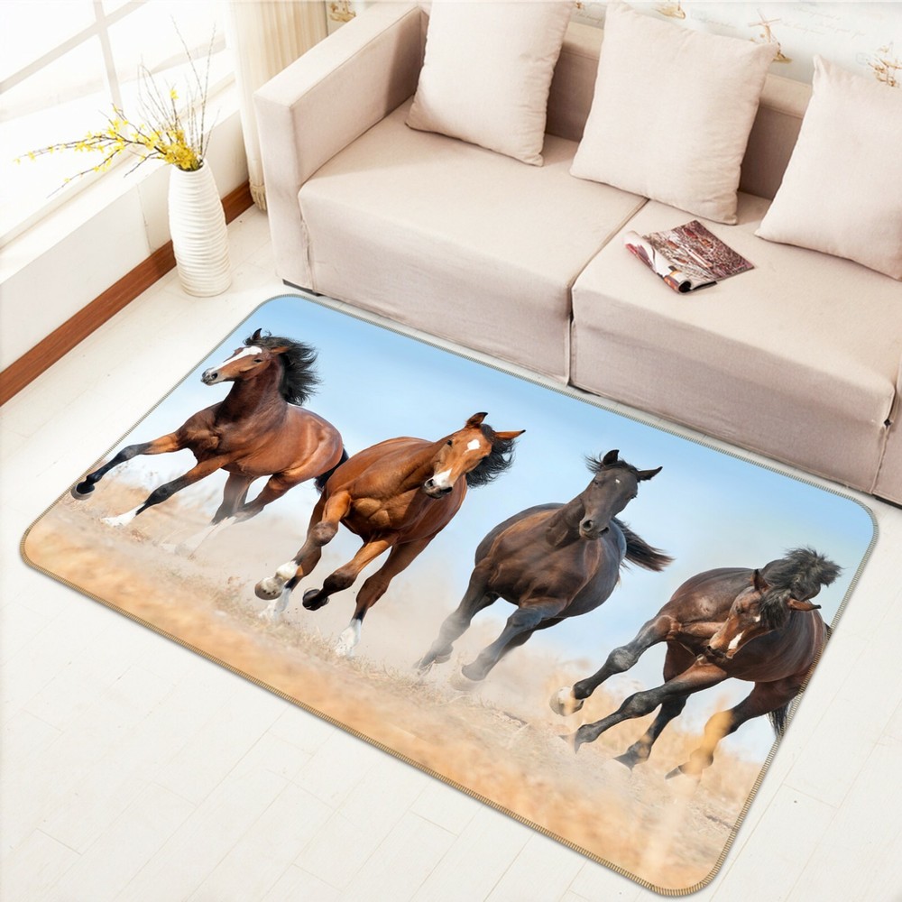 3D Desert Horse Non-Slip Rug Mat Elegant Photo Carpet for Home Decor