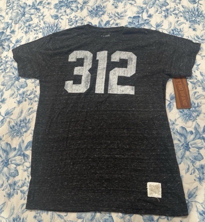 Retro Brand Men's Graphic Print T-Shirt Dark Gray M Cotton Blend Short Sleeve