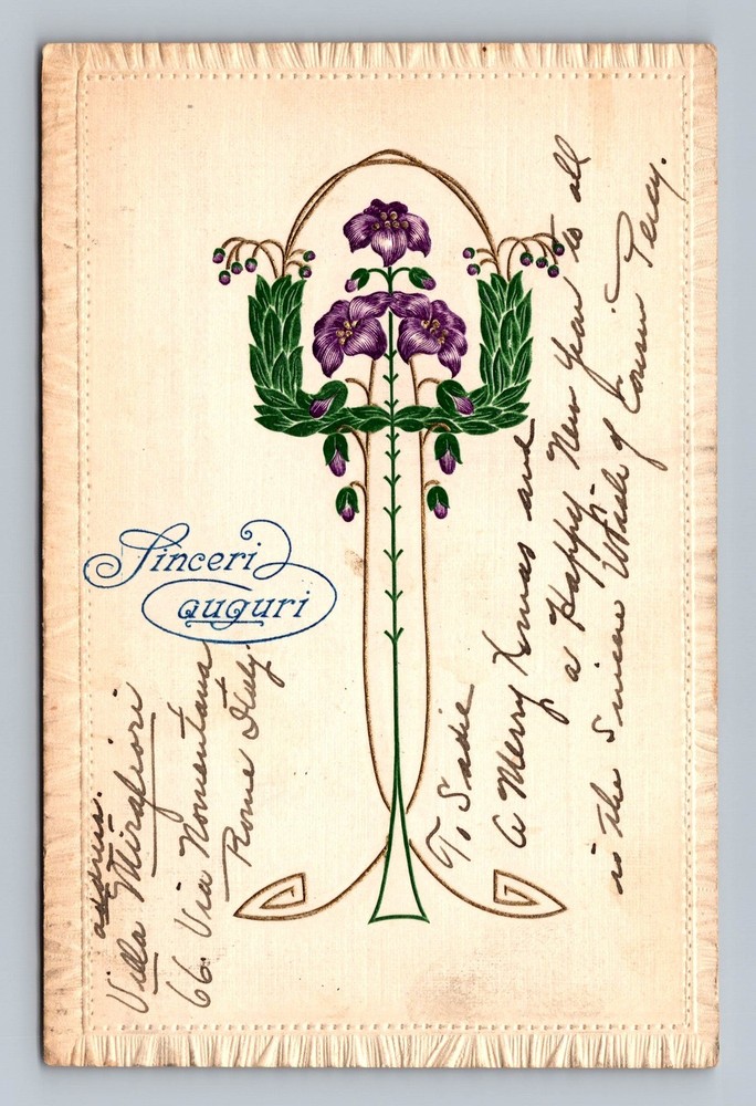 Italy- Sincere Best Wishes Souvenir Postal Old Card PC Vintage c1907 Postcard