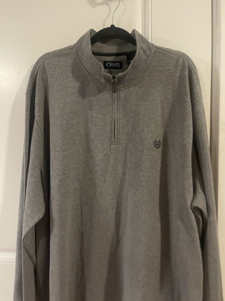 Chaps NWT’s Men's Charcoal Heather Long Sleeve 1/4 Zip Pullover Size 4XB
