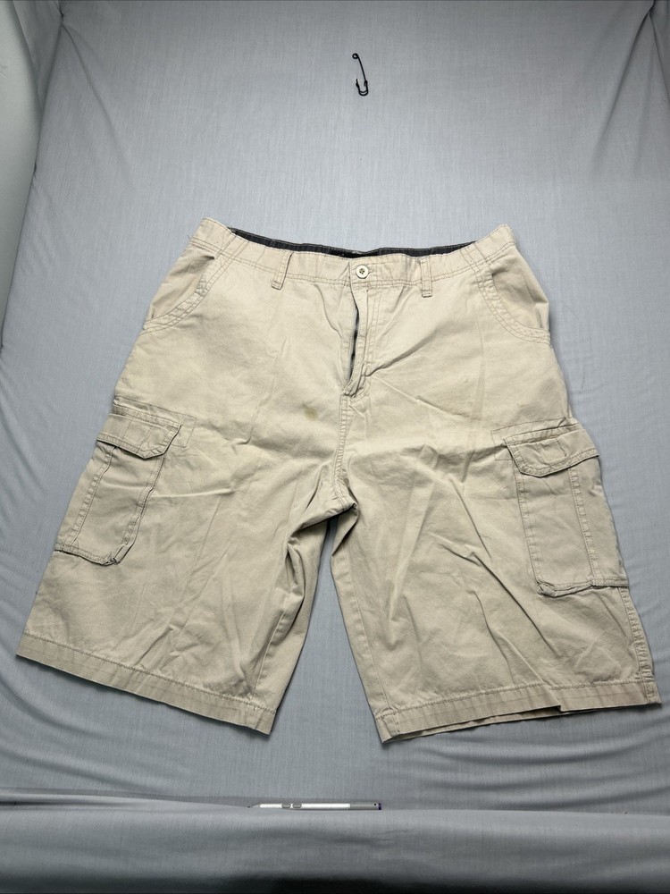 Beverly Hills Polo Club Shorts Mens 34 Beige Cargo Ripstop Cotton Casual
