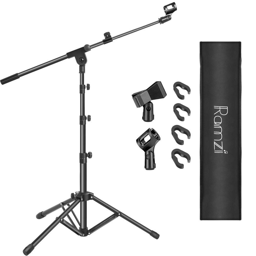 Mic Stand,Double Support Tripod Microphone Stand Floor Boom Mic Stand with Mi...