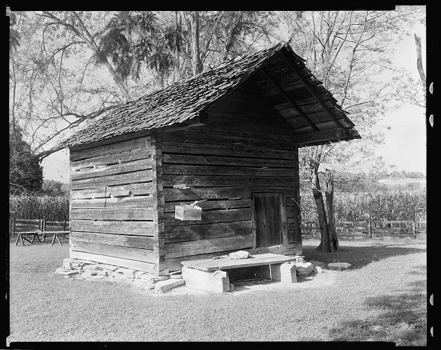 Photo:Pleasant Valley Morganton NC 1938 Log Cabin Cabin House Lumber Shed