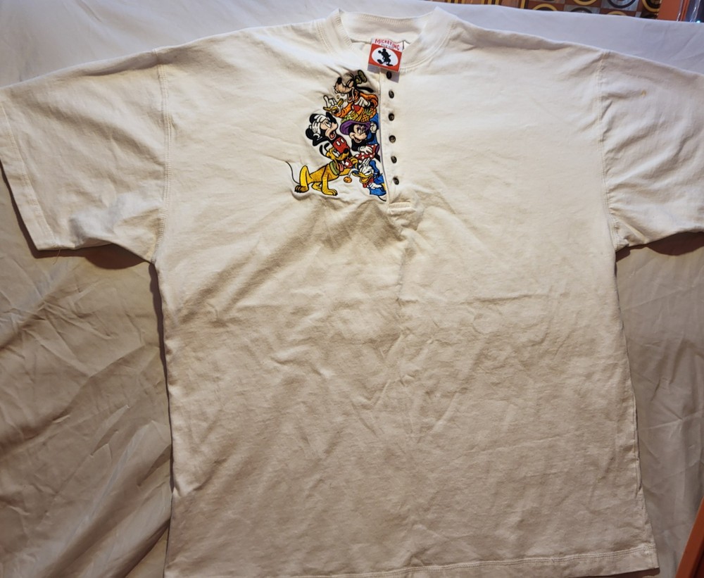 Vintage 90s Disney Characters Embroidered Henley XL T-Shirt
