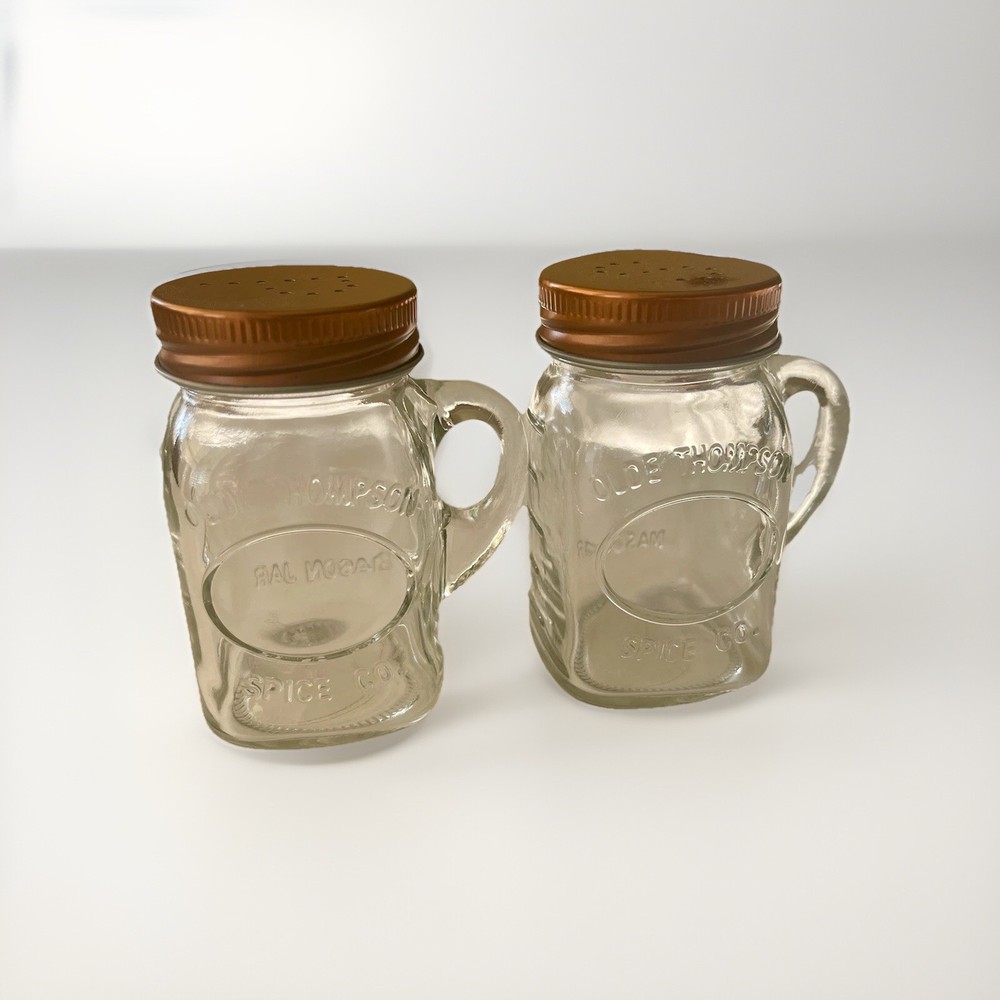 Olde Thompson Mason Jar Salt and Pepper Shakers with Clear Glass and Copper Lid 3.5 Inch