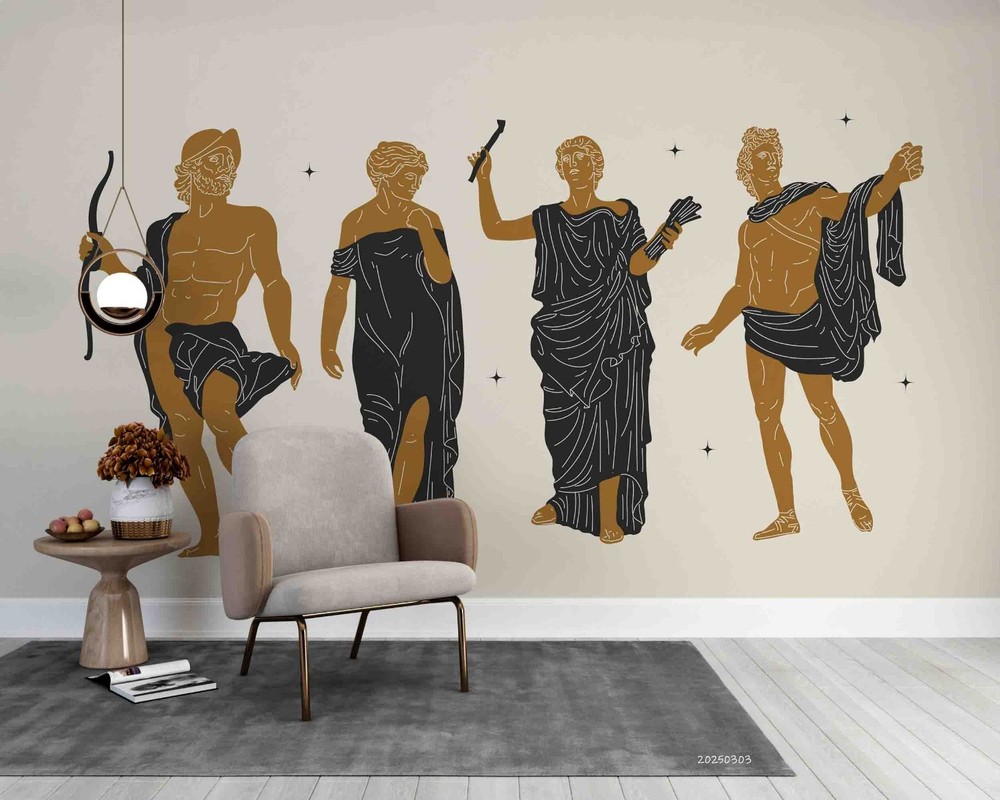3D Hand Drawn Greece Statue Wall Murals Wallpaper Murals Wall Sticker 13