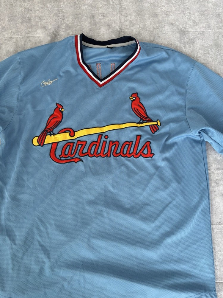 Vtg Nike St Louis Cardinals Cooperstown Collection Jersey Mens XL Blue patches