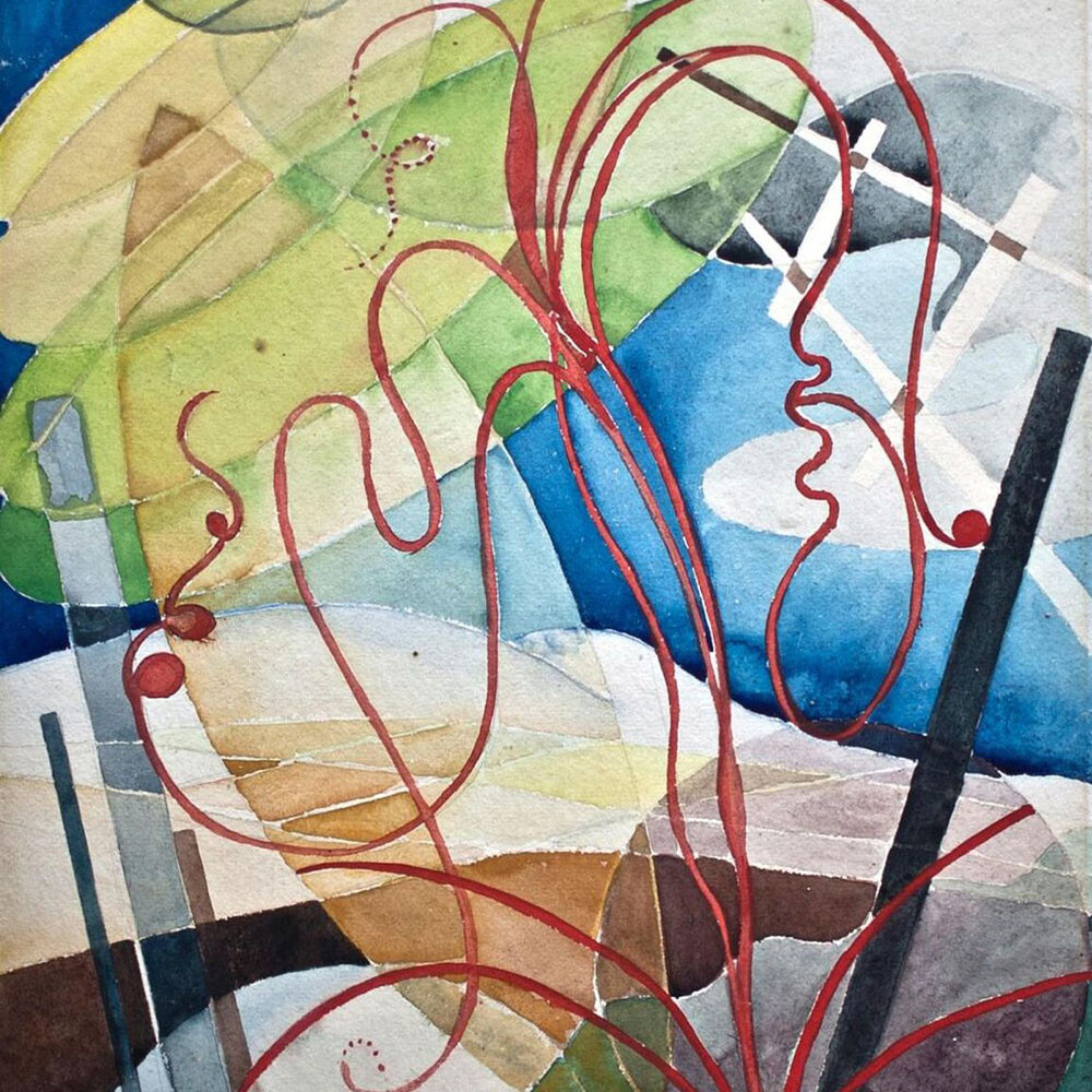 Abstract Forms Modern Art Unknown Watercolor 20th Century