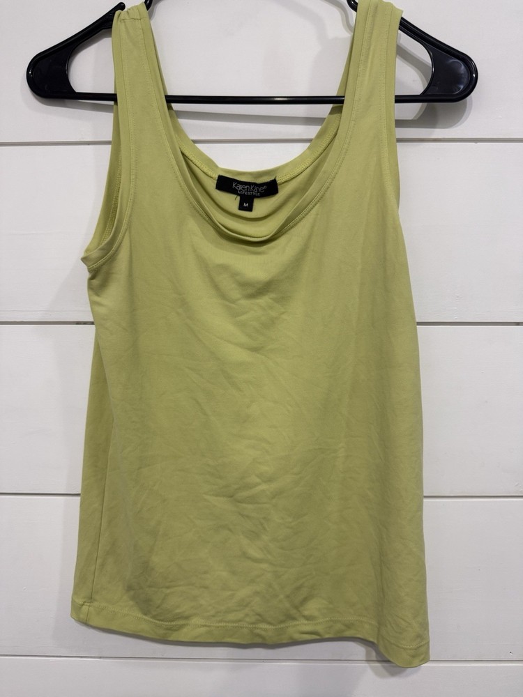 Karen Kane Scoop Neck Sleeveless Tank Top Green M Women