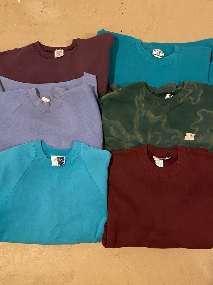 Lot Of 6 Vintage 90s Blank Made In USA Crewneck Sweatshirts Bundle Hoodie Large