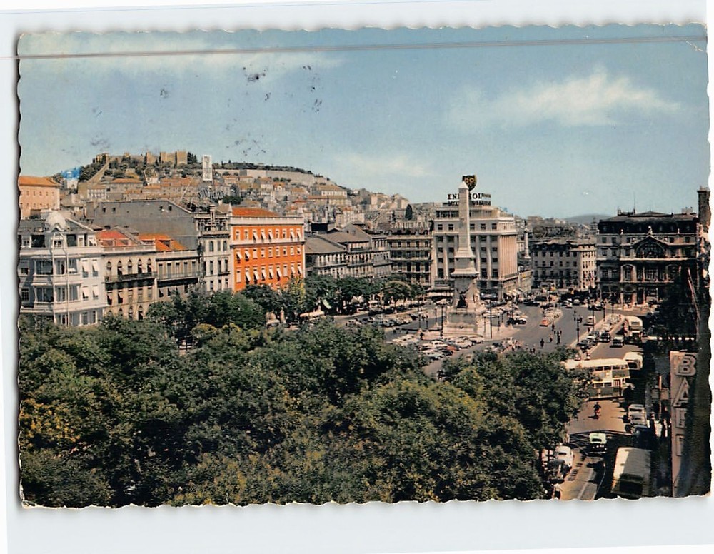 Postcard Praça dos Restauradores Lisbon Portugal