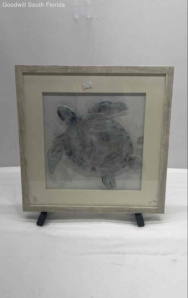 Nautical Sea Turtle Coastal Beach Square Shaped Framed Wall Decor Art Print