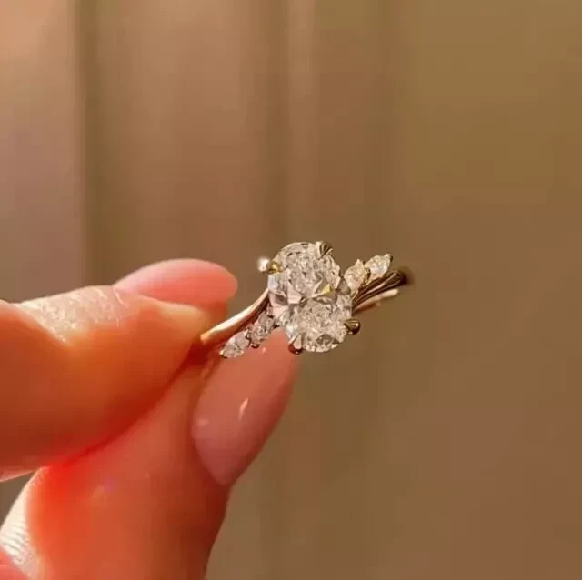 2.00Ct Oval Cut Natural Moissanite Women's Solitaire Ring 14k Yellow Gold Plated