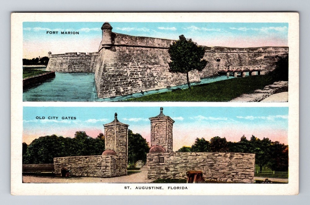 St. Augustine FL-Florida, Fort Marion, Old City Gates, Antique Vintage Postcard
