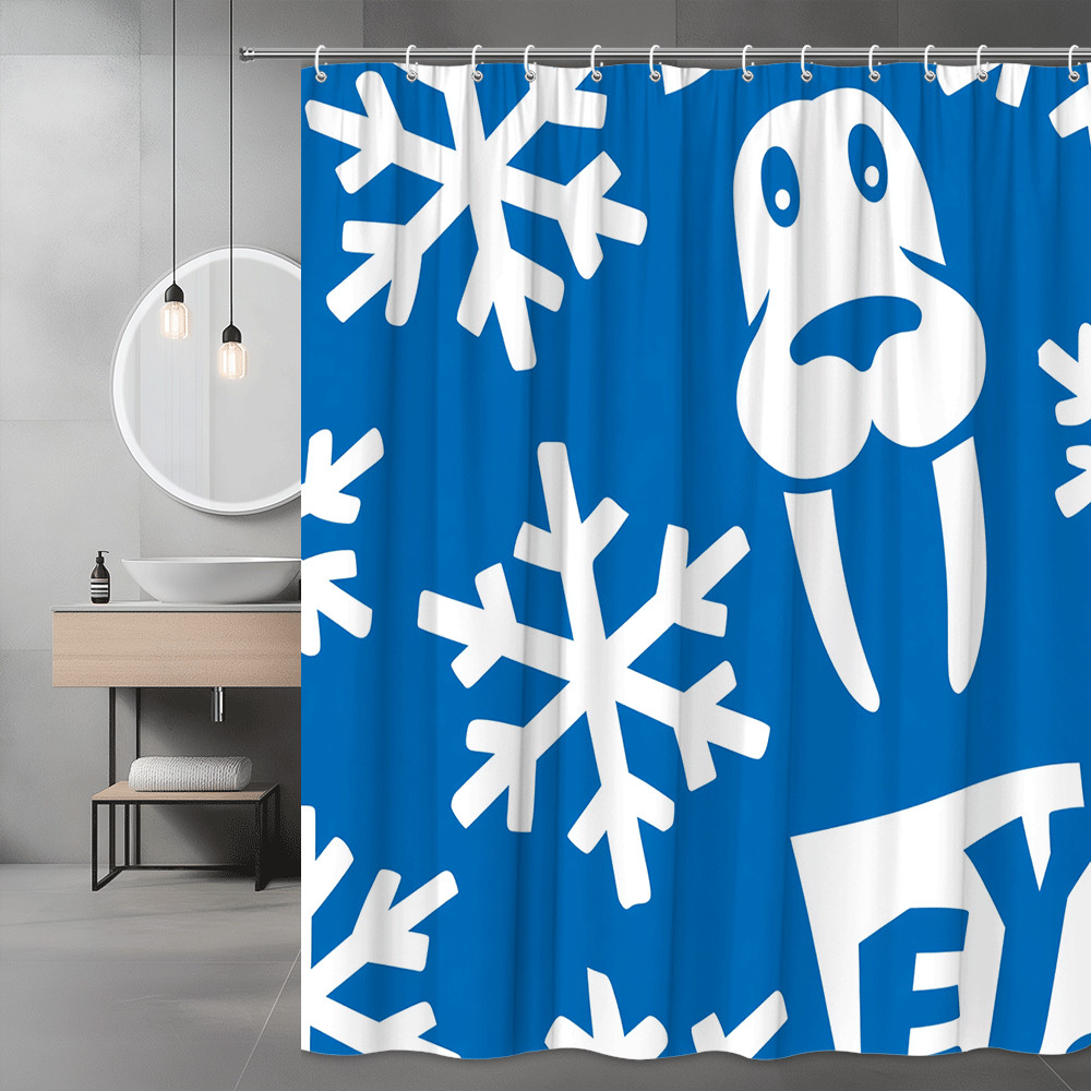 Blue White Snowflake Ghost Shower Curtain Holiday Print