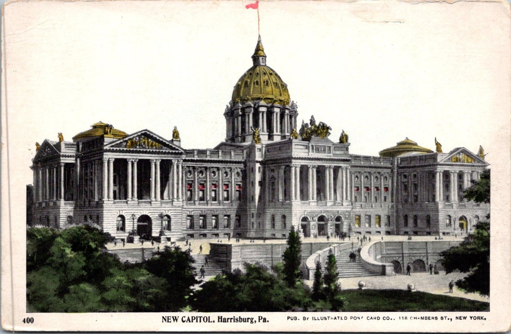 PA Postcard View Of The Capitol Building - Harrisburg, Pennsylvania 1907 vtg