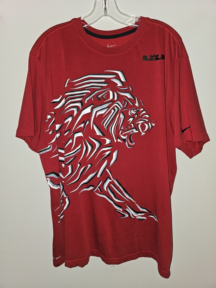 Nike Lebron James Dri-Fit 2xl Xxl Mens Red Graphic Logo Short Sleeve Tee