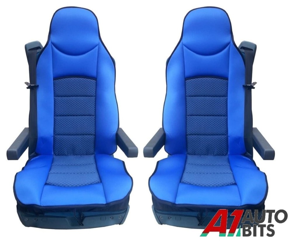 Blue Premium Padded Seat Covers Set Of 2 Cushion For Mercedes Axor Atego Actros