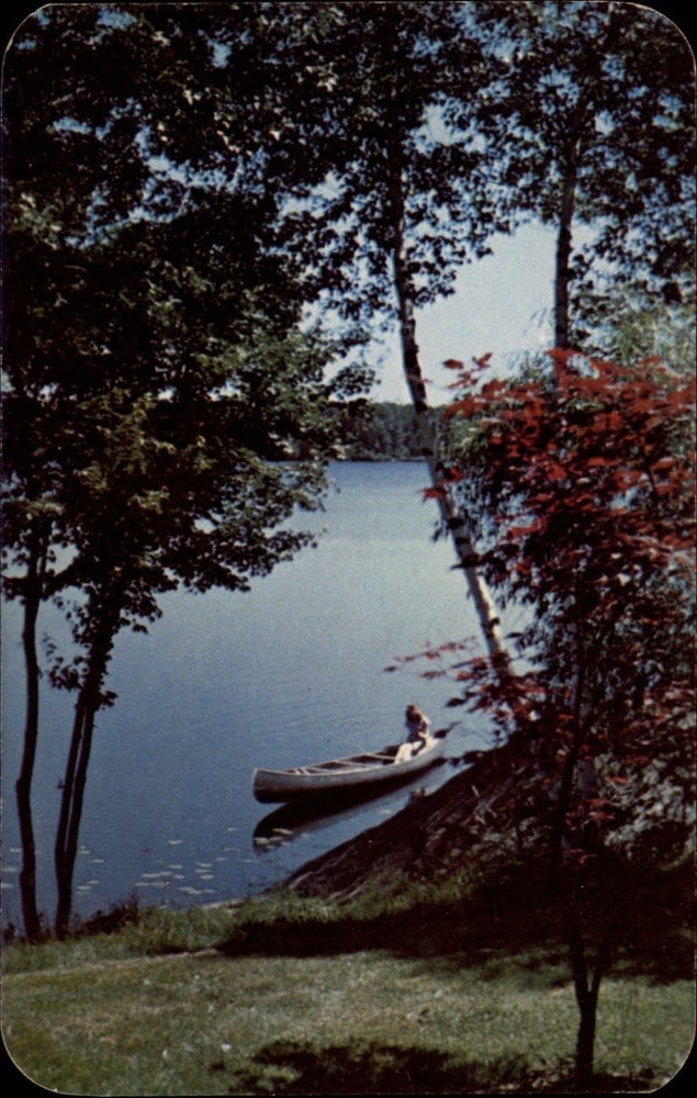 Michigan Middleville Greetings from lake canoe ~ 1950s-60s postcard sku413