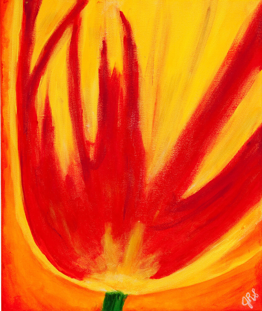 OOAK 2023 Painting YELLOW & RED TULIP 12