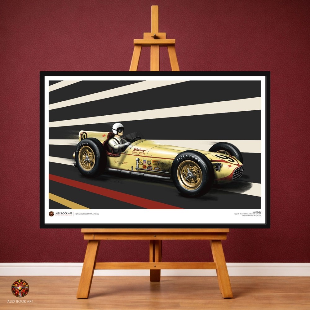 1957 Indianapolis Fine Art Print - Sam Hanks Indy 500 Roadster Wall Art Poster