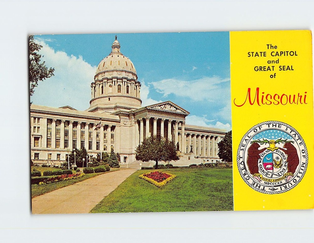 Postcard The State Capitol and Great Seal of Missouri USA