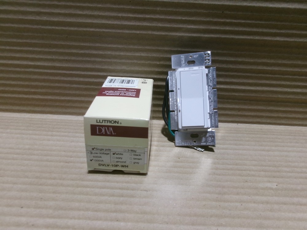 Lutron DVLV‑10P‑WH Magnetic Low Voltage Dimmer 1000VA 800W Single Pole White AK