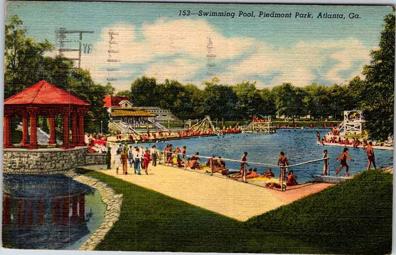 Postcard SWIMMING POOL SCENE Atlanta Georgia GA a/01 AM9780