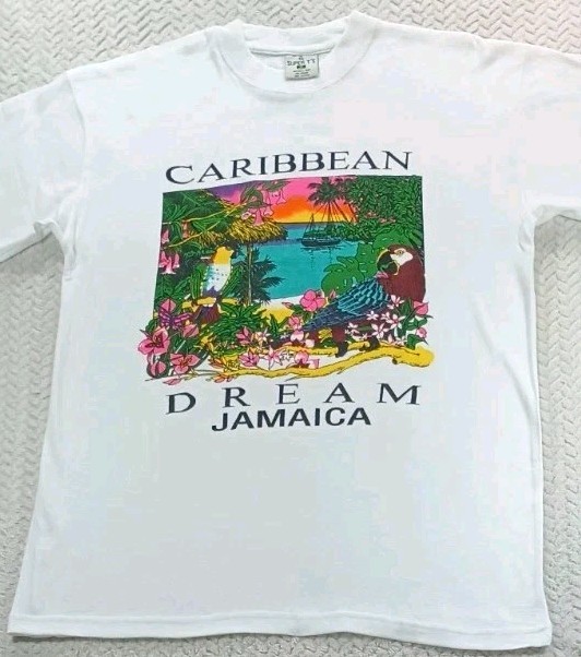 Caribbean Dream - Mens XL - Jamaica Tropical Parrots Tropical T Shirt Tee