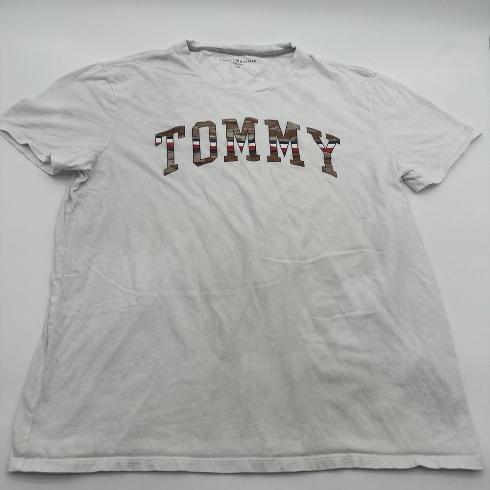 Tommy Hilfiger Men's Large White Logo Graphic Print T-Shirt #16314