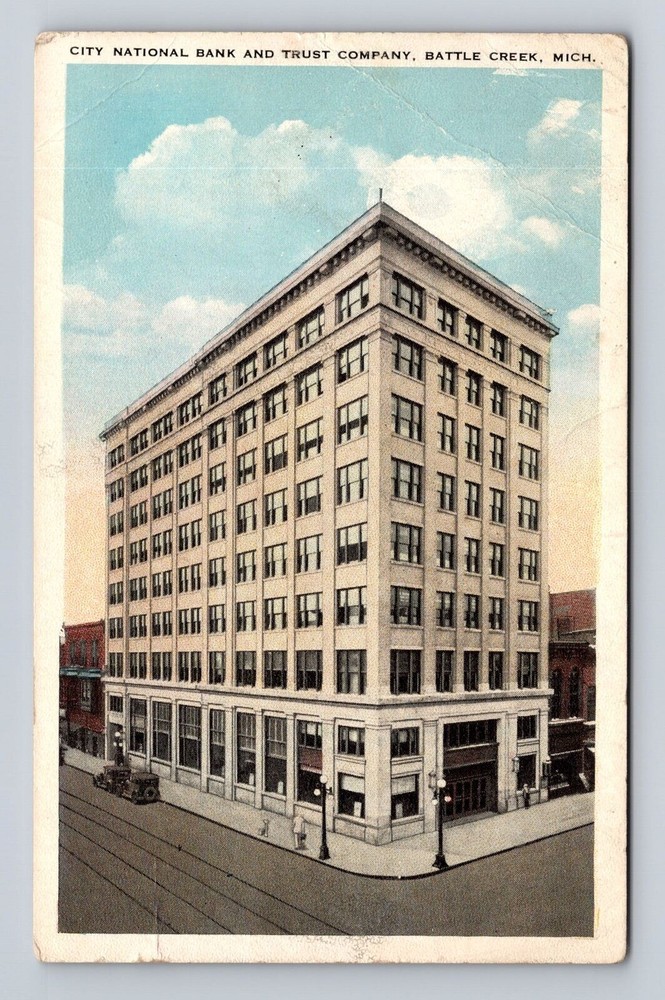 Battle Creek MI-Michigan, City National Bank & Trust Co, Vintage Postcard