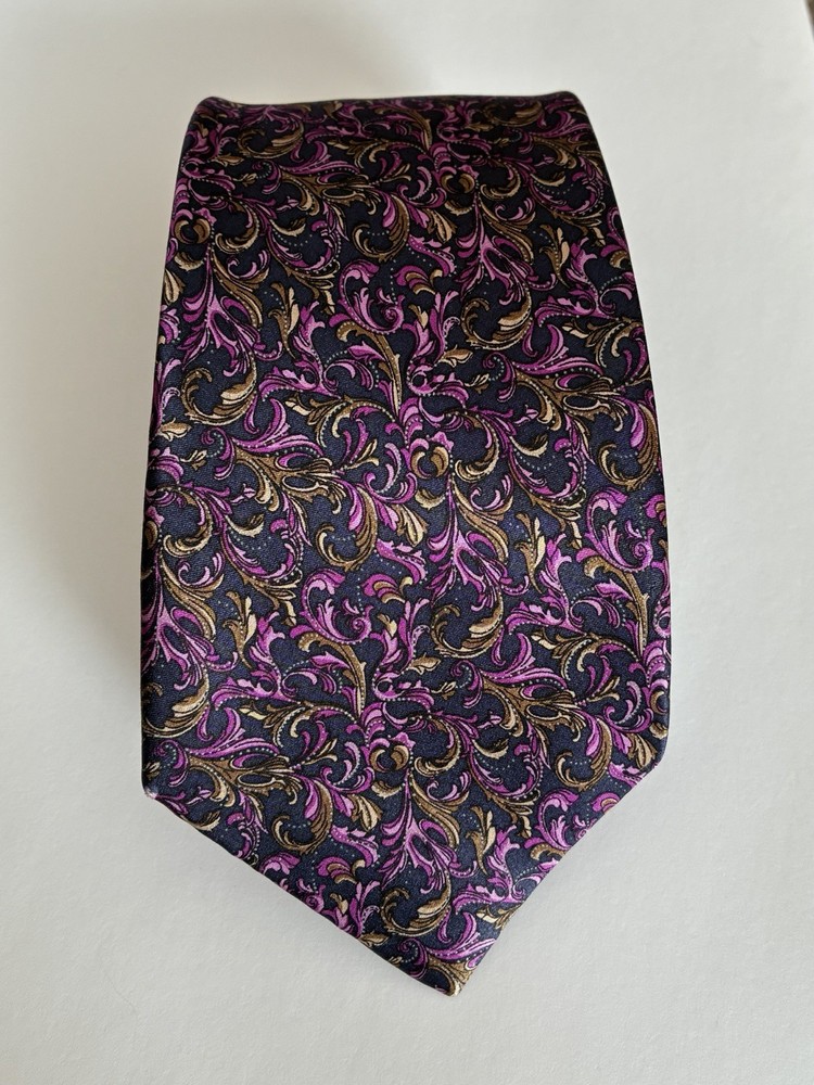 Italo Ferretti Men's 100% Silk Tie Handmade In Italy 3.5” Purple Paisley