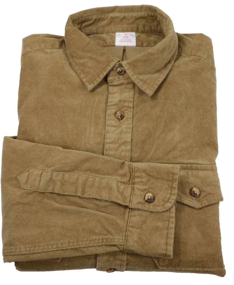 Brooks Brothers Men's Cotton Stretch XL Corduroy Beige Shirt Jacket