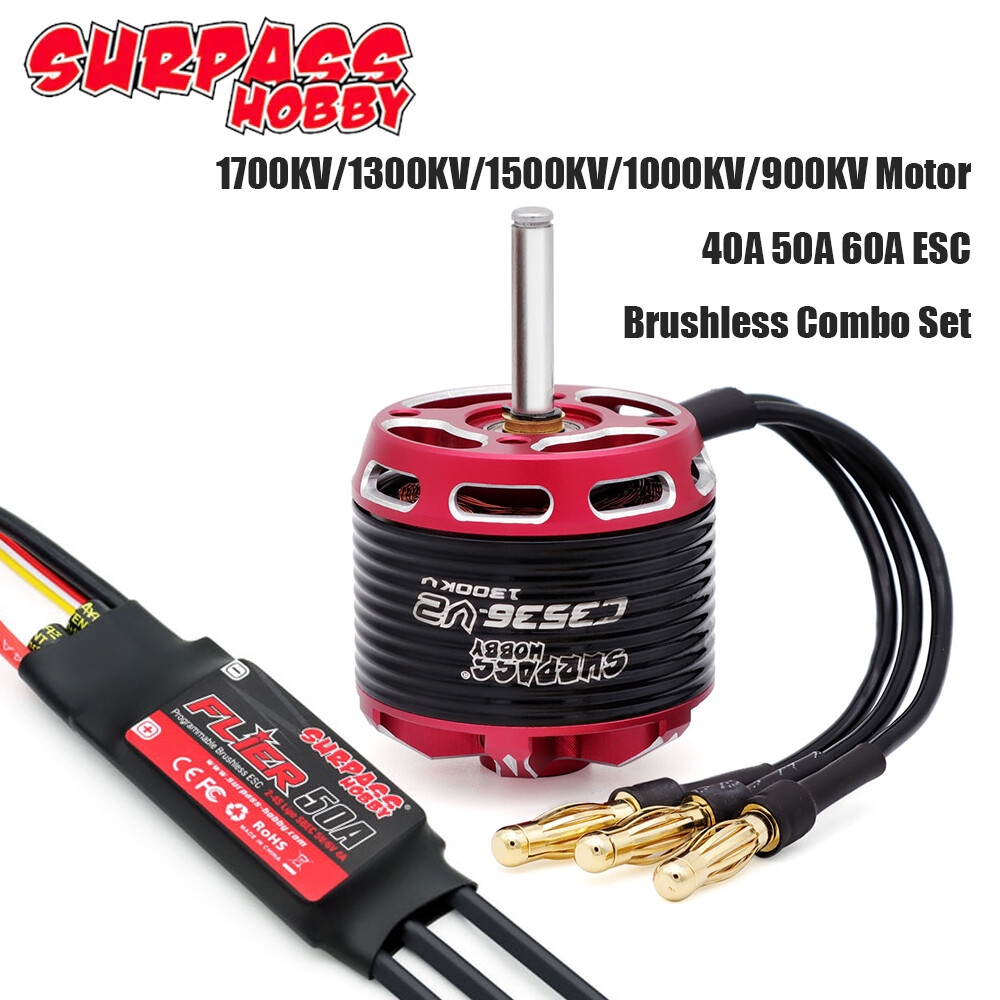 SURPASS HOBBY 900-1700KV Brushless Motor 40-60A ESC for RC Fixed Wing Air Plane