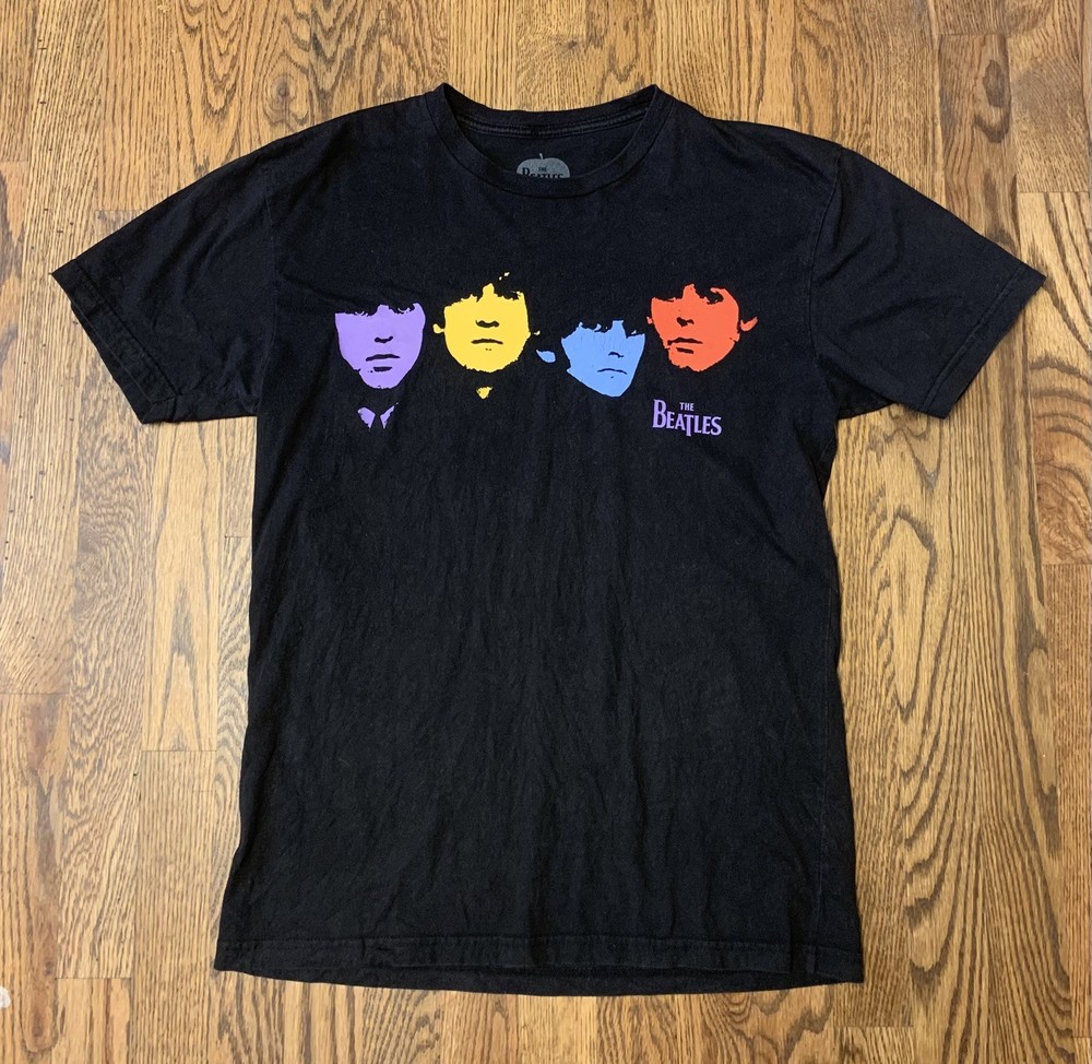 The Beatles Apple Corps Band Colored Portraits 2009 Y2K Black Tee - Adult Small