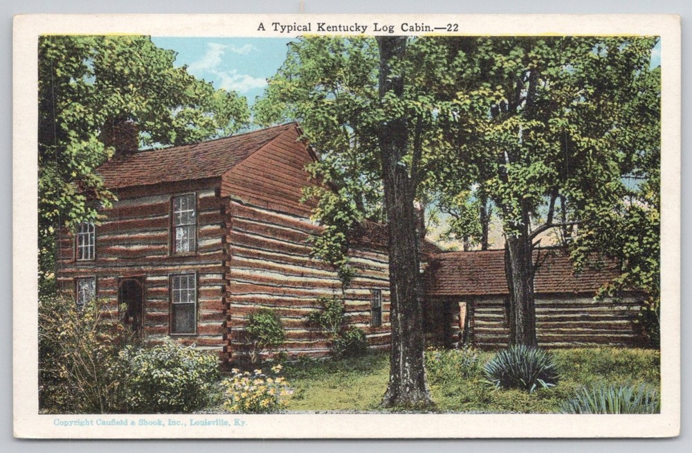 Vintage Kentucky Log Cabin Postcard - Caufield & Shook - E.C. Kropp