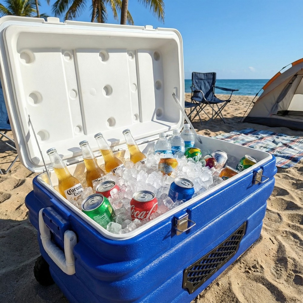 84Qt Rolling Cooler High Performance Insulated Ice Chest Wheels Long Cold XL