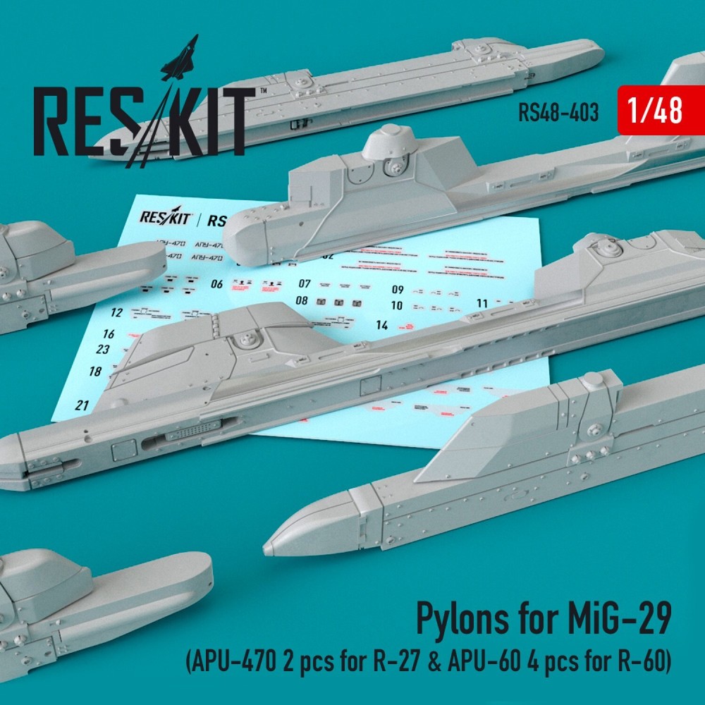 Pylons for MiG-29 (APU-470, APU-60) 1:48 ResKit RS48-0403