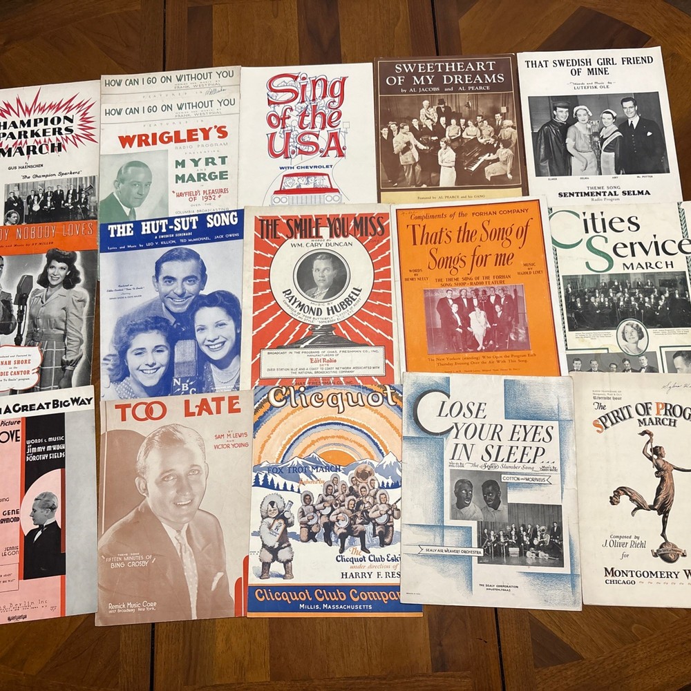 44 Lot RADIO Theme ADVERTISING Sheet Music COLLECTION Vintage